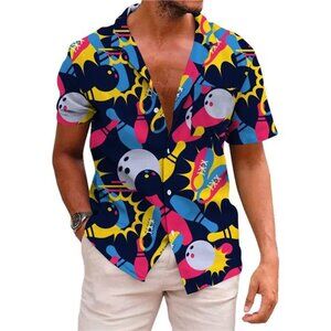 Funky Hawaiian Shirt for Men Palm Beach Shirts Tropical Vacation Clothes